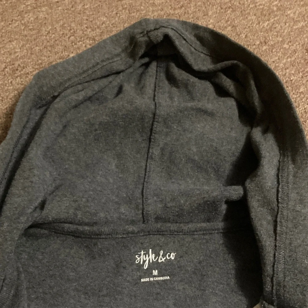 Style & Co. Dark Gray Arrow Zip-Up Sweater